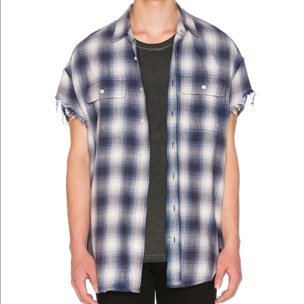 New R13 Oversized flannel Shirt Washed Blue Plaid